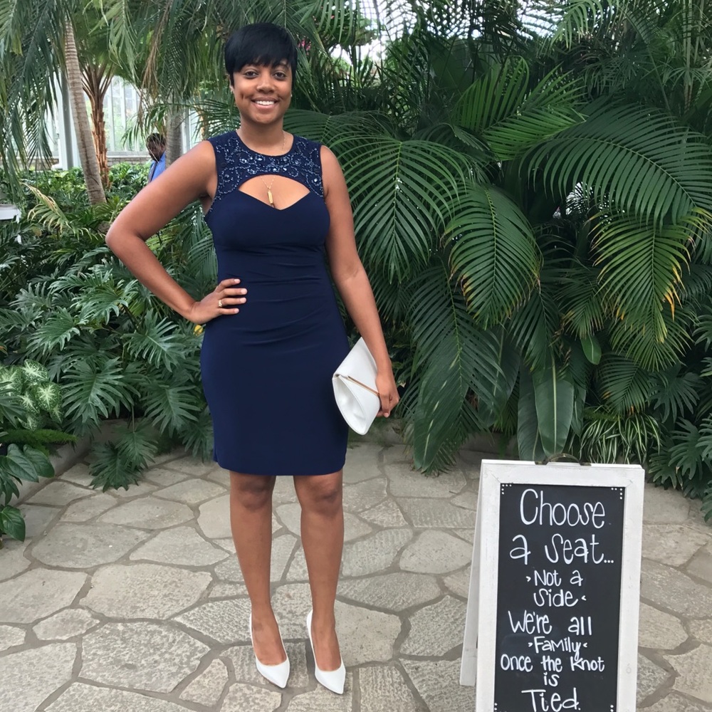 Navy Blue Peek A Boo Dress